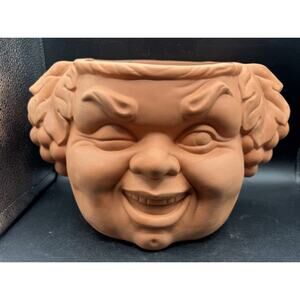 Vintage Scioto Pottery Mold Red Wear Handmade BACCHUS God Flower Pot Planter